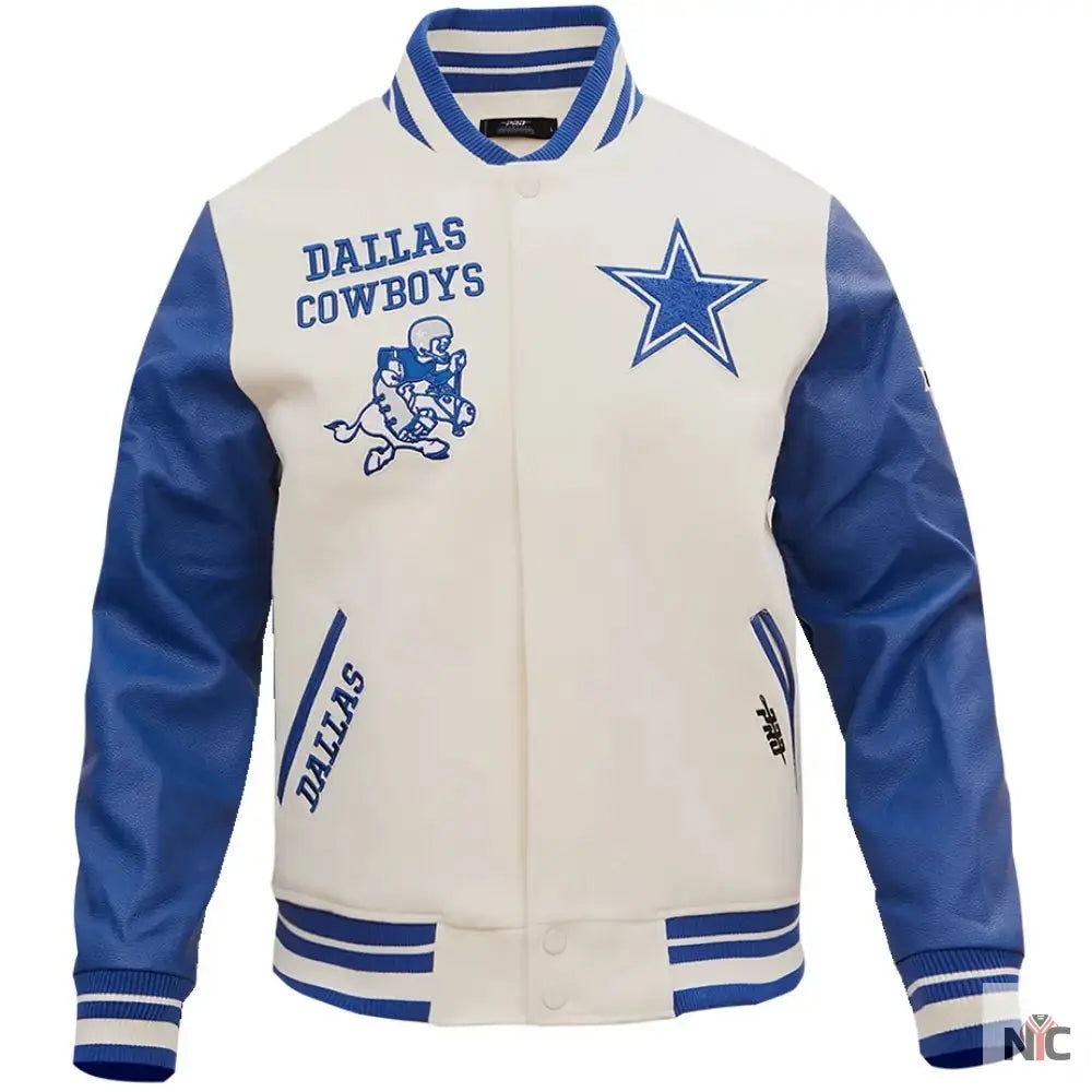NFL Dallas Cowboys White And Blue Varsity Jacket NYC Jackets