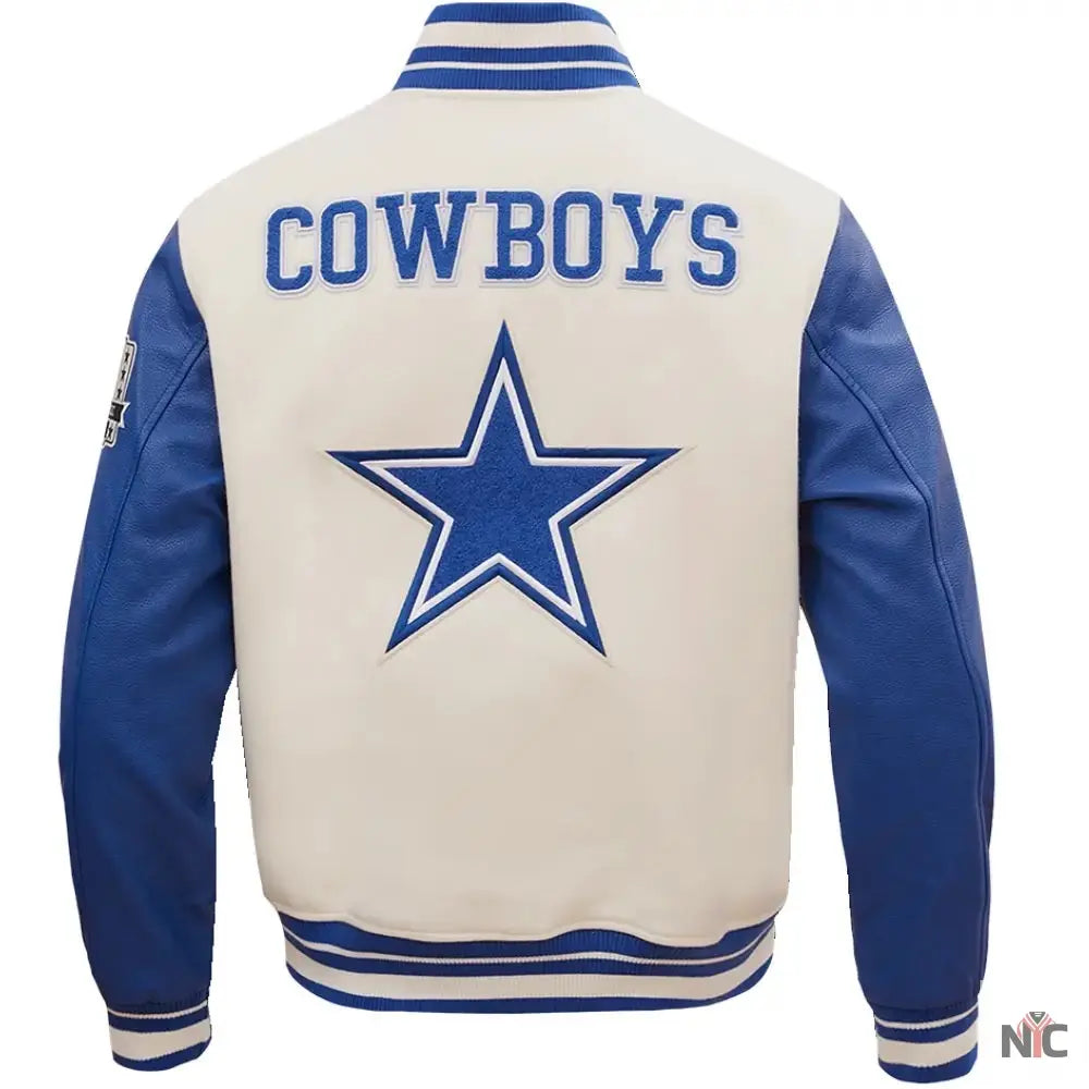 NFL Dallas Cowboys White And Blue Varsity Jacket NYC Jackets
