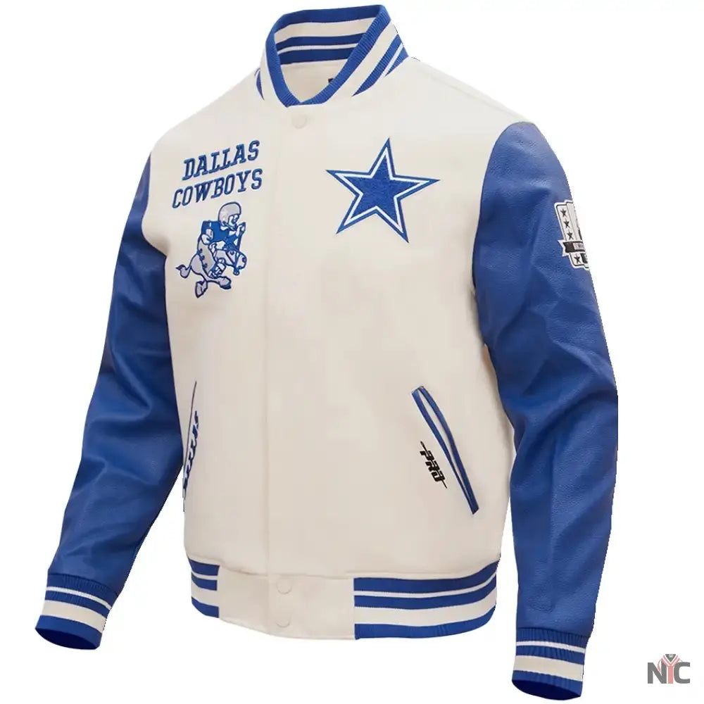 NFL Dallas Cowboys White And Blue Varsity Jacket NYC Jackets