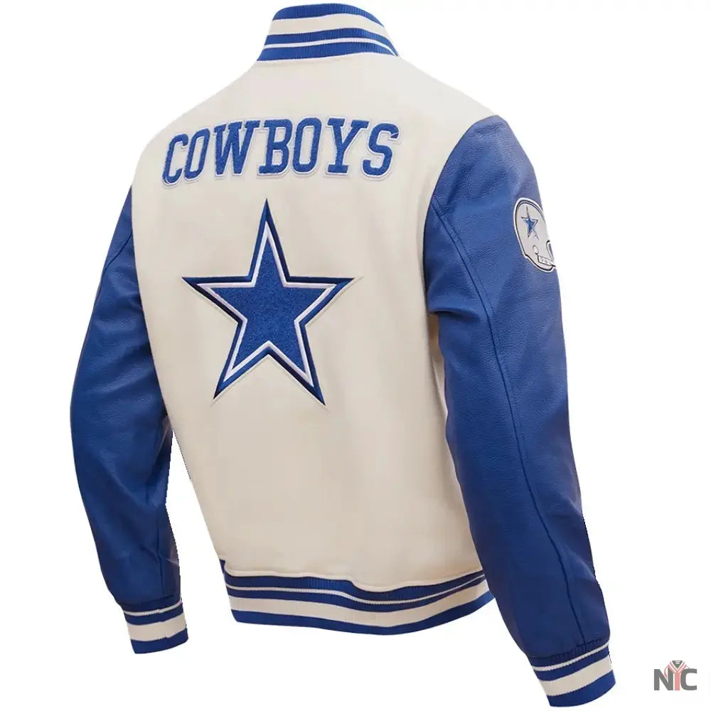 NFL Dallas Cowboys White And Blue Varsity Jacket NYC Jackets