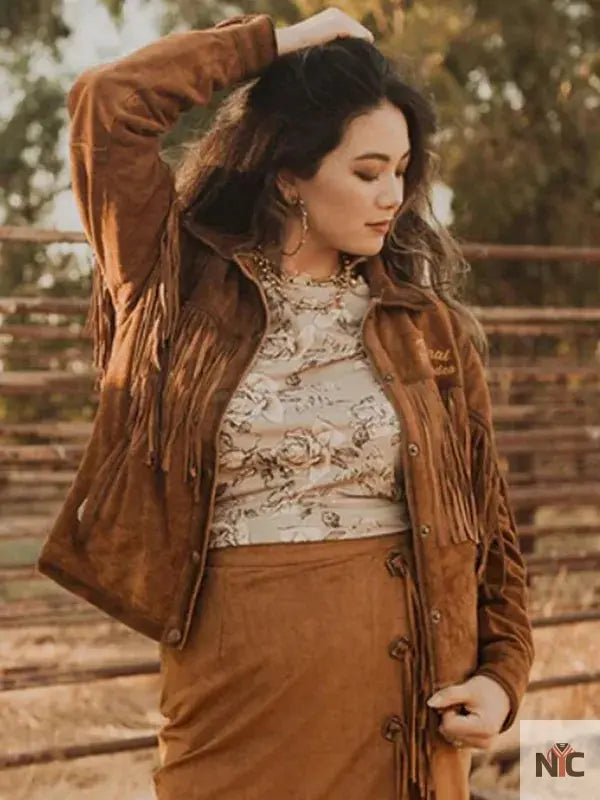NFR 2024 Ladies Suede Leather Fringe Jacket NYC Jackets
