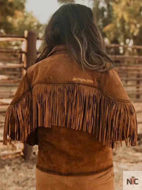 NFR 2024 Ladies Suede Leather Fringe Jacket NYC Jackets