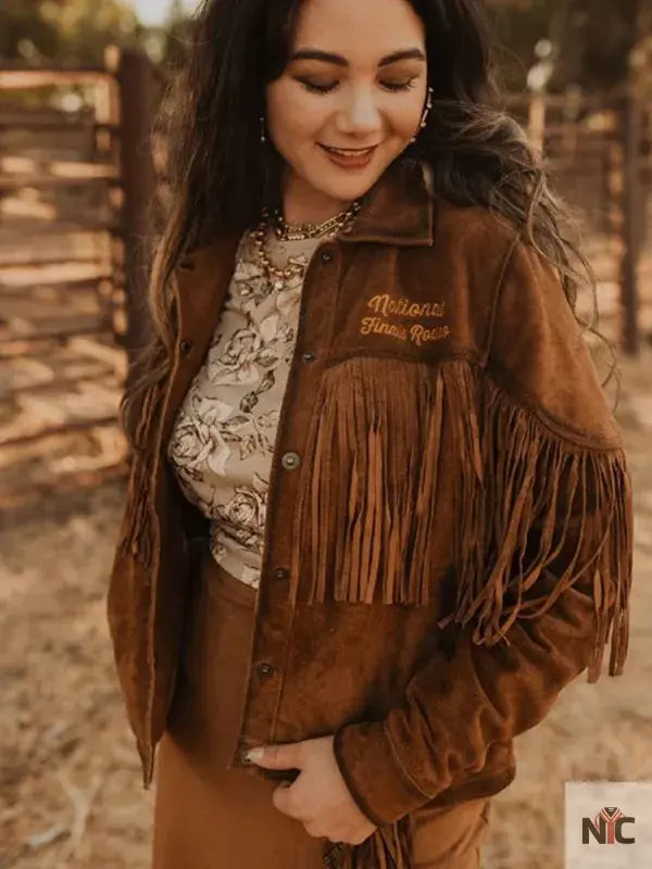 NFR 2024 Ladies Suede Leather Fringe Jacket NYC Jackets