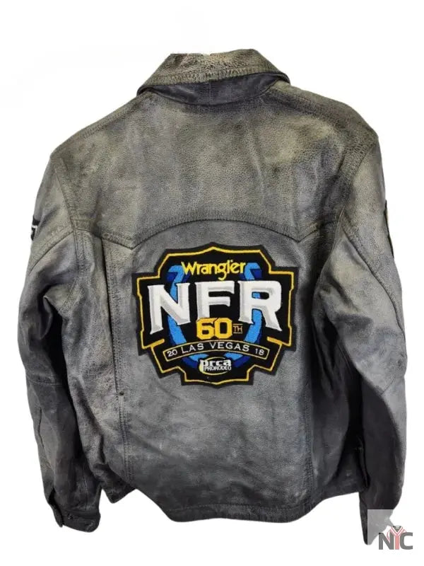 NFR Las Vegas 2018 Grey Distressed Leather Jacket NYC Jackets