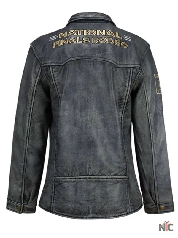 NFR Las Vegas 2024 Ladies Grey Leather Jacket NYC Jackets