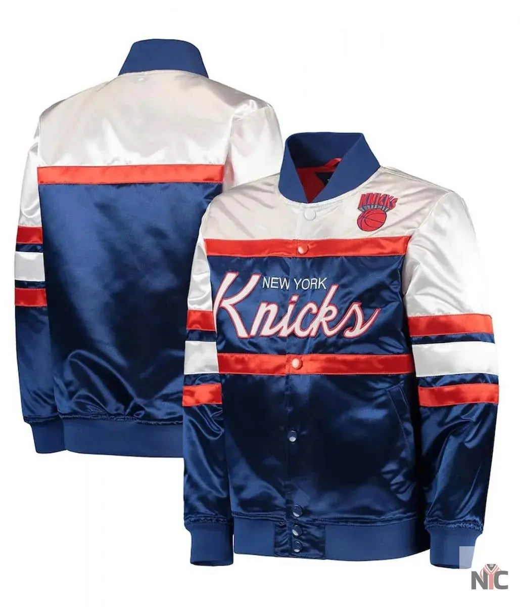 NY Knicks Hardwood Classics Blue White Jacket NYC Jackets