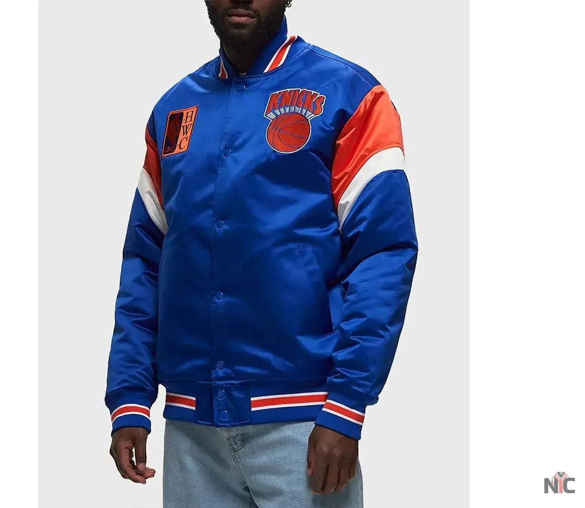 NY Knicks Heavyweight Royal Satin Jacket NYC Jackets