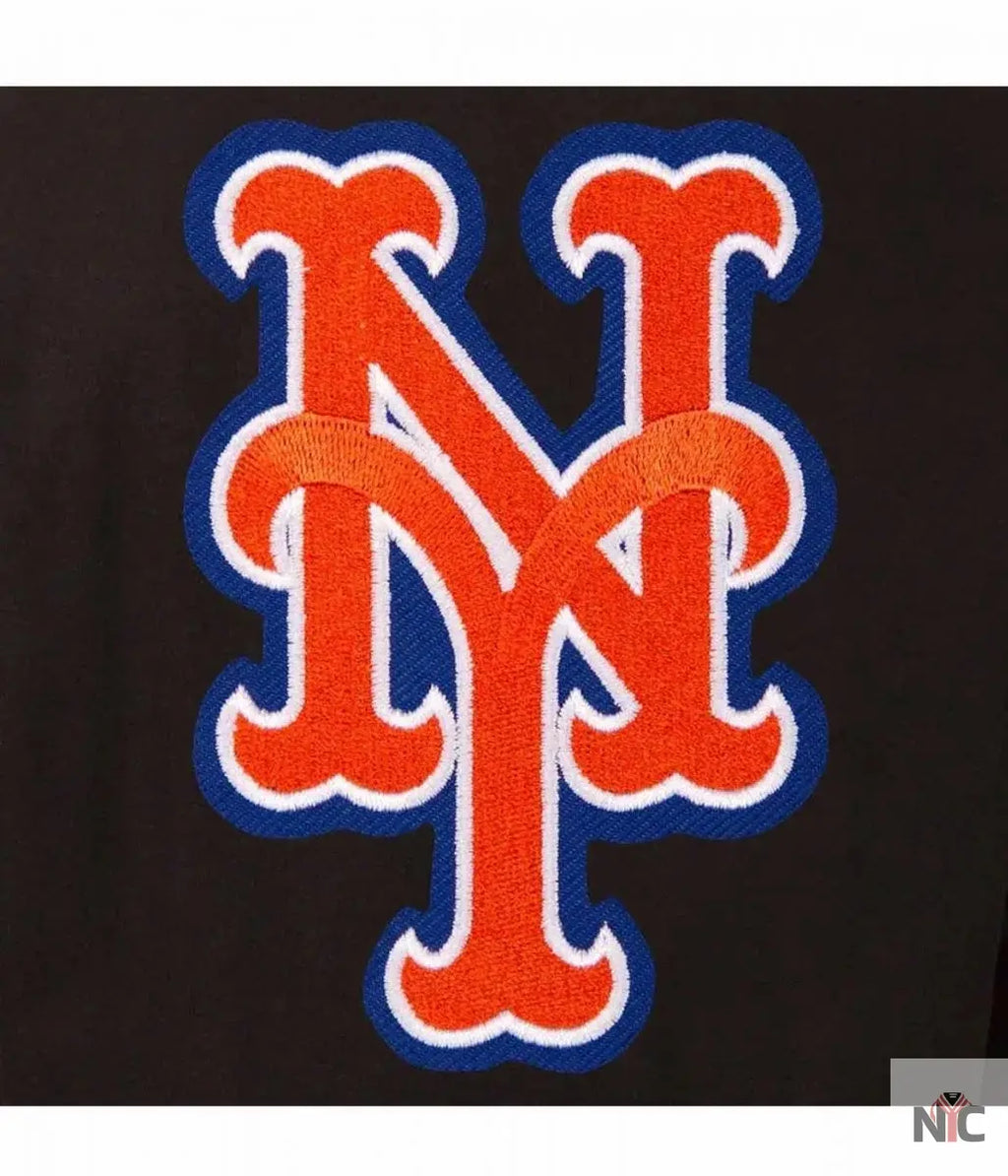 NY Mets Black Wool & Leather Jacket NYC Jackets