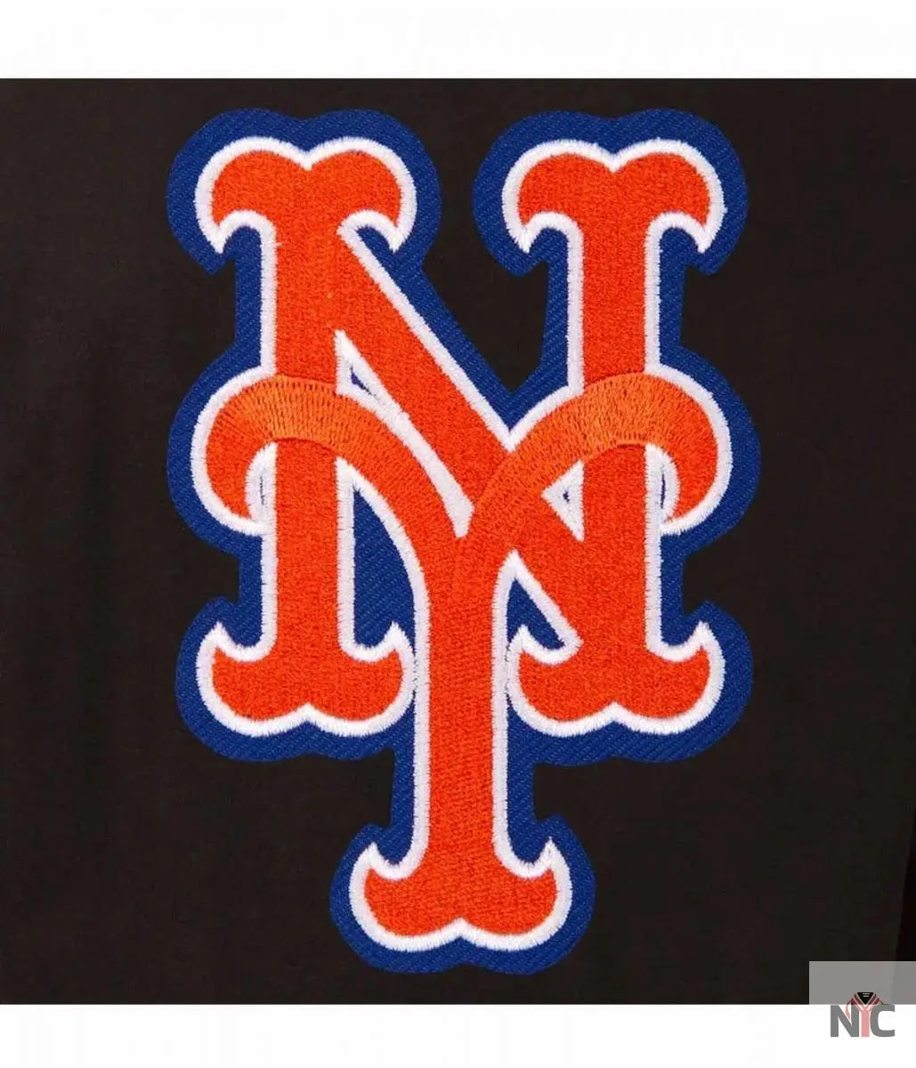 NY Mets Black Wool & Leather Jacket NYC Jackets