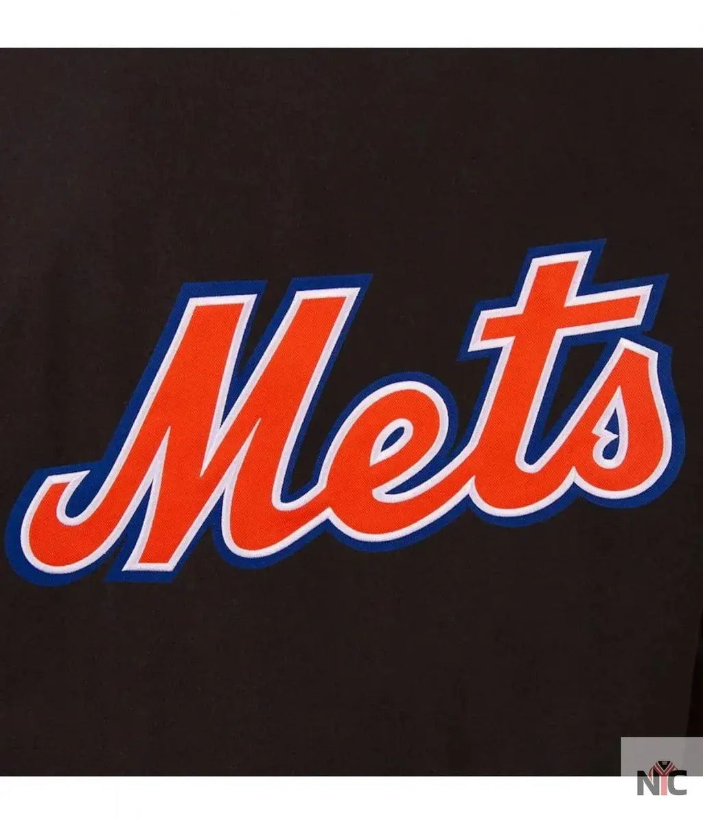 NY Mets Black Wool & Leather Jacket NYC Jackets
