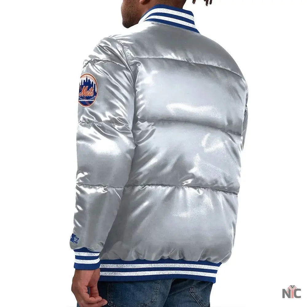 NY Mets Cooperstown Collection Bronx Puffer Satin Jacket NYC Jackets