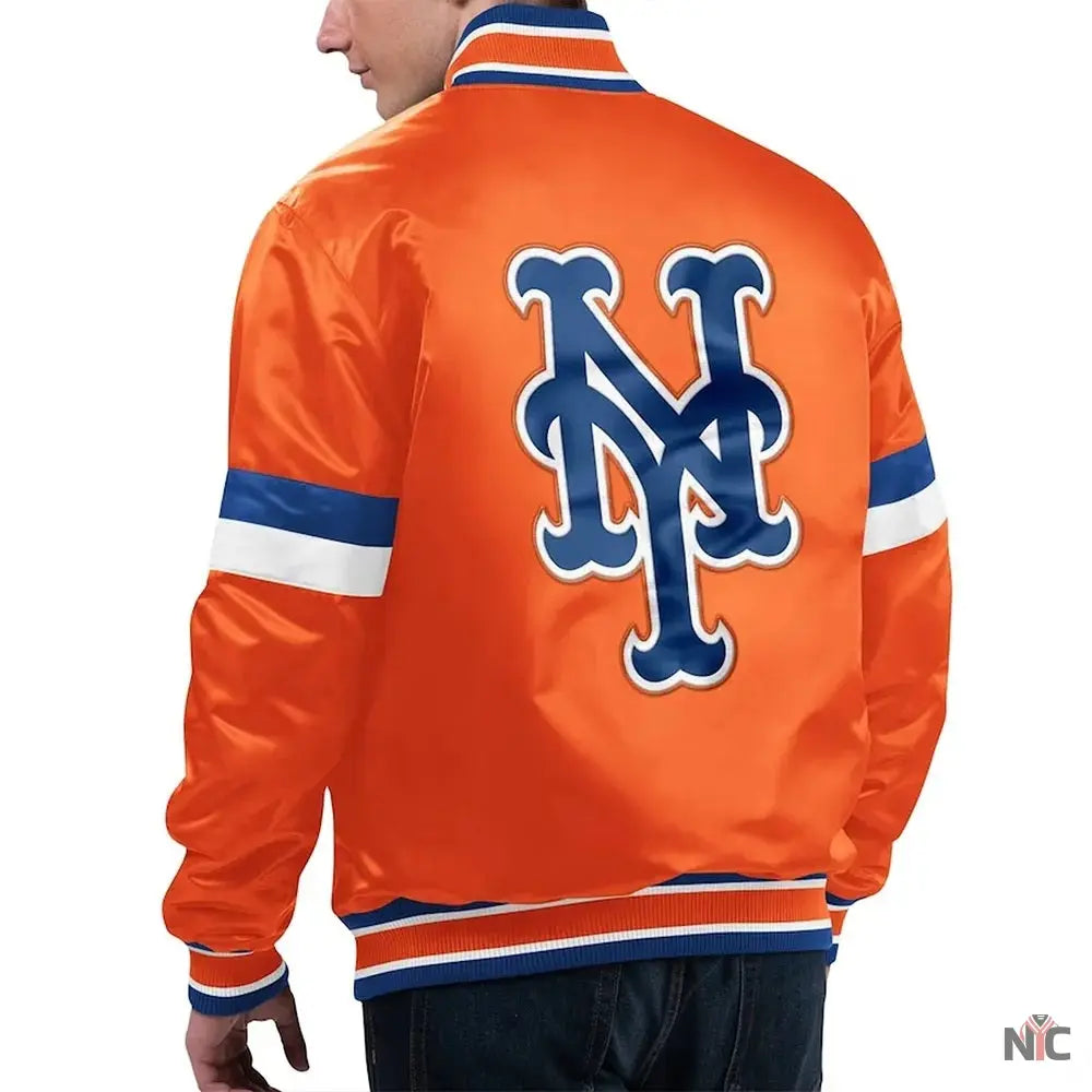NY Mets Home Game Orange Satin Jacket NYC Jackets