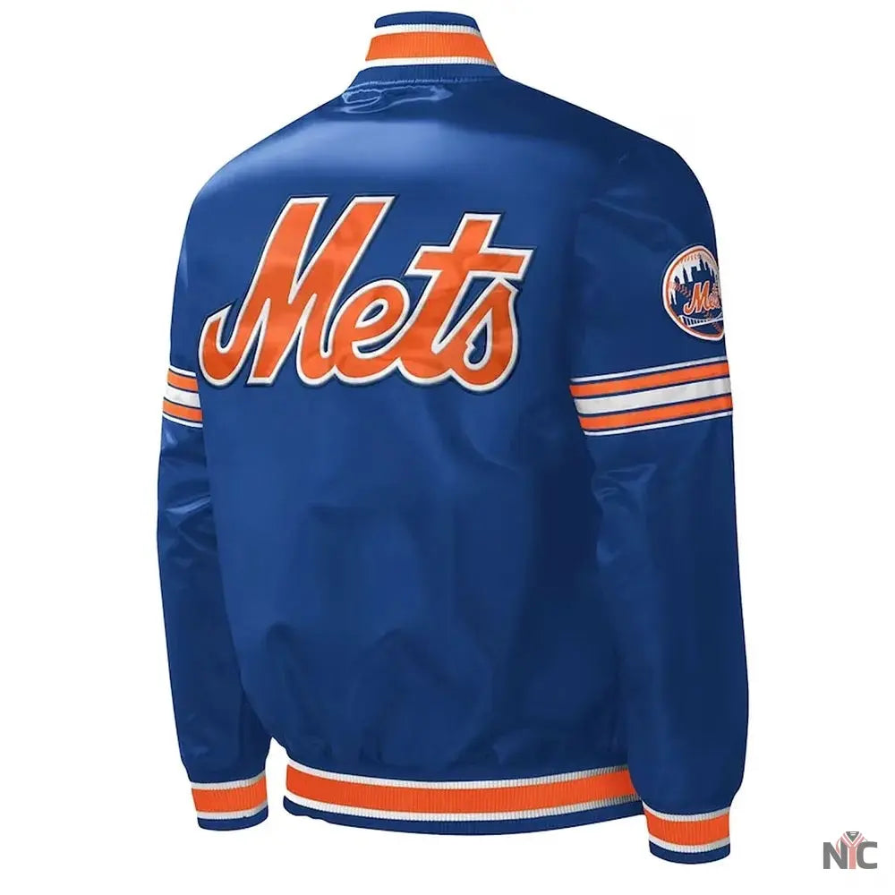 NY Mets Midfield Royal and Orange Satin Jacket NYC Jackets