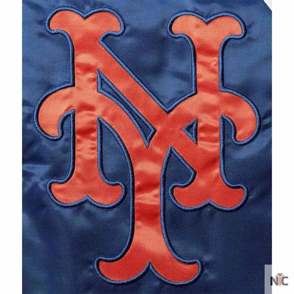 NY Mets Raglan Full-Snap Satin Jacket NYC Jackets