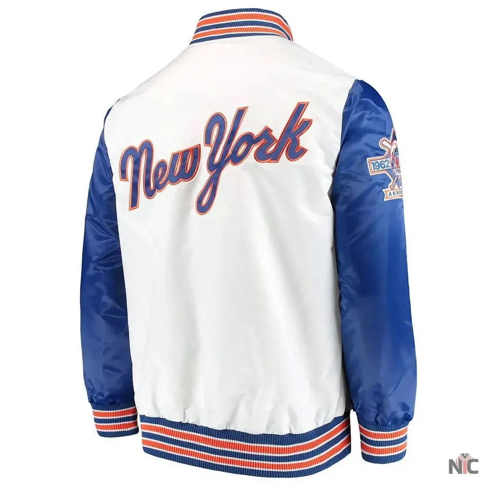 NY Mets The Legend Blue and White Satin Jacket NYC Jackets