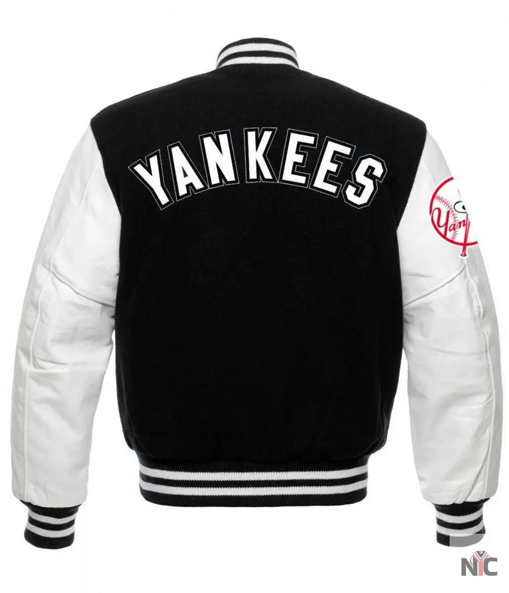 NY Yankees Black and White Varsity Jacket NYC Jackets