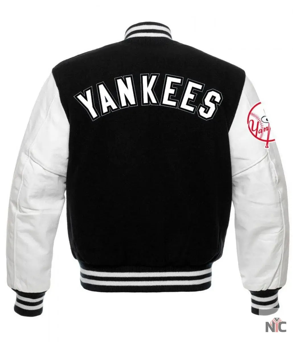 NY Yankees Black and White Varsity Jacket NYC Jackets