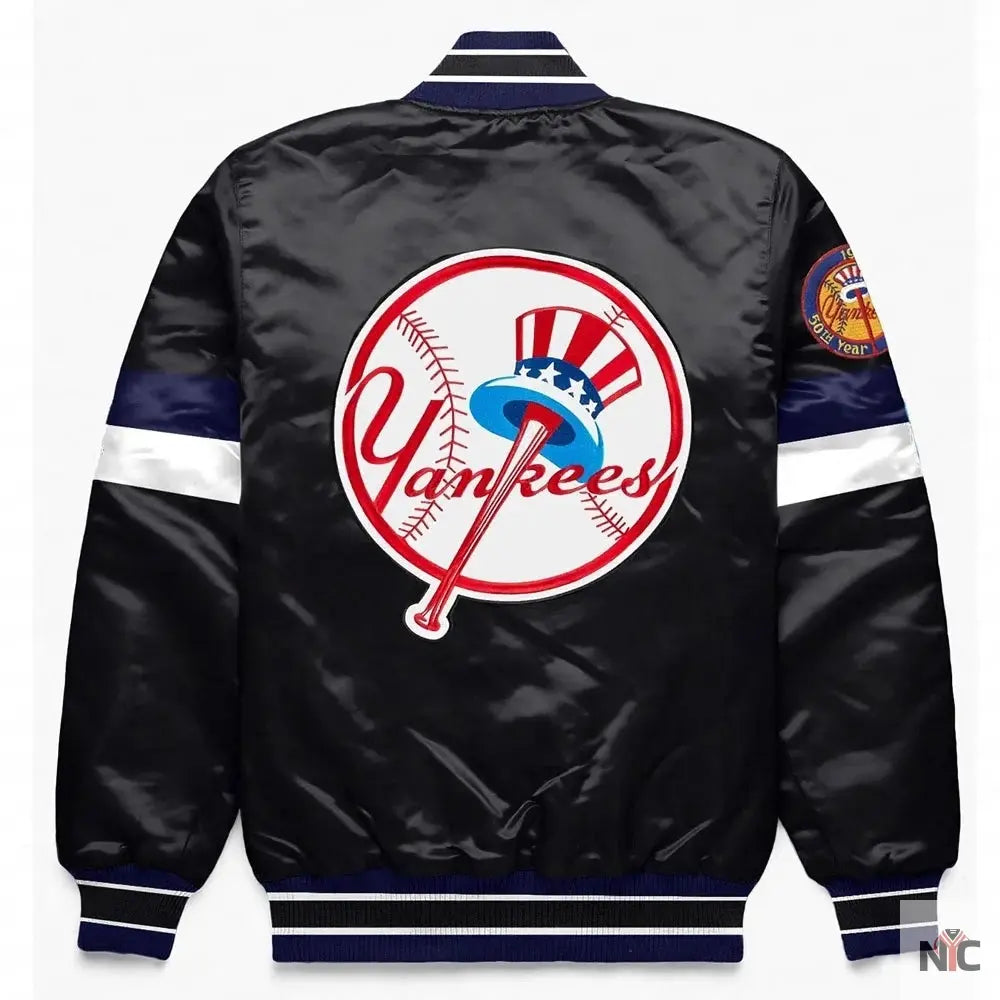 NY Yankees Home Game Black Varsity Satin Jacket NYC Jackets