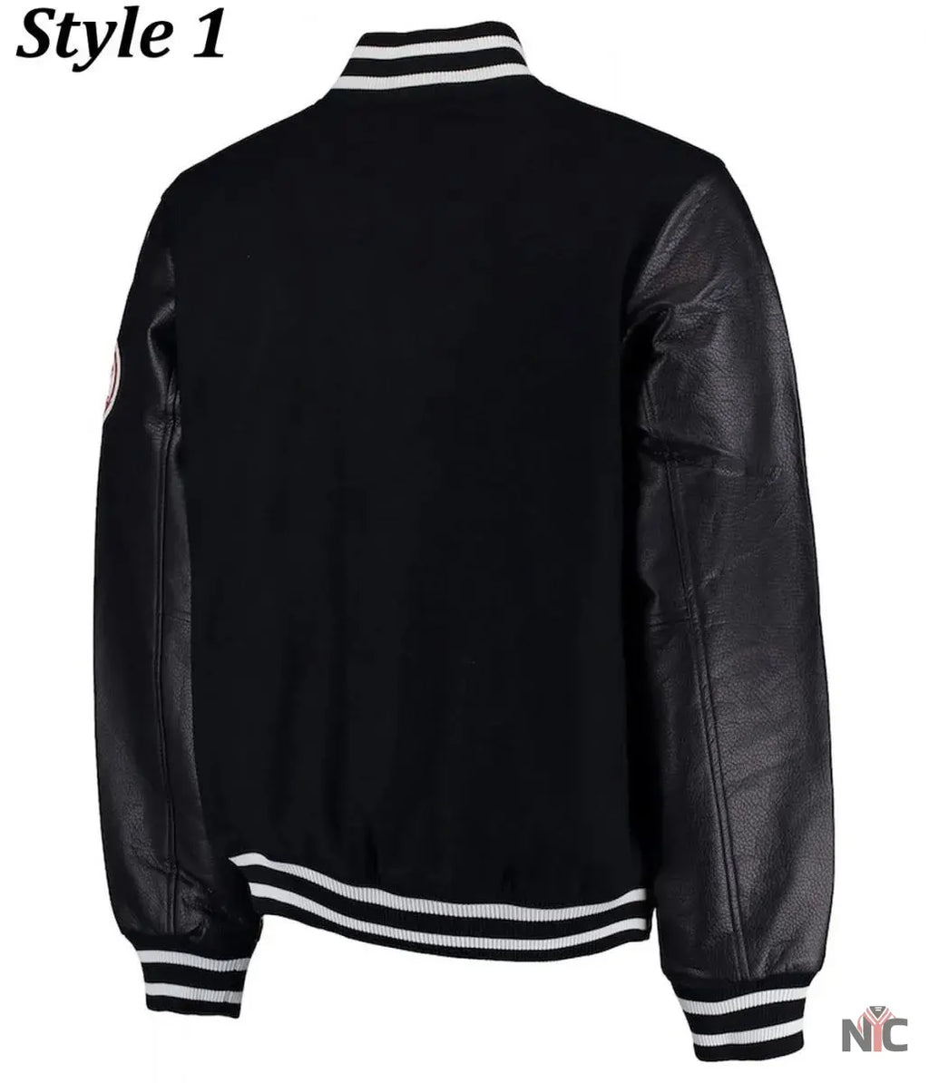 NY Yankees Varsity Wool Leather Black Jacket NYC Jackets
