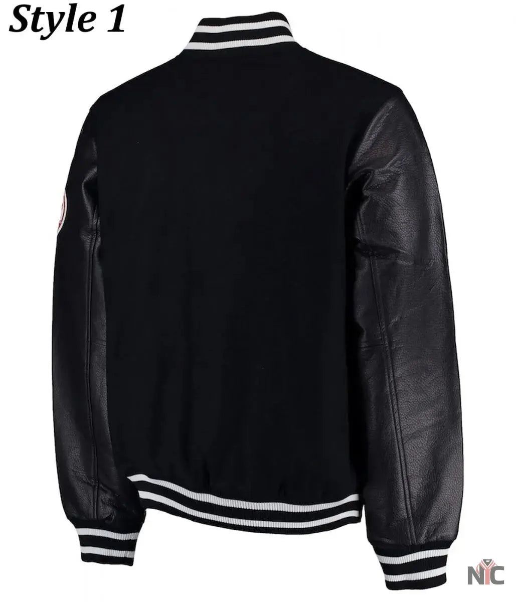 NY Yankees Varsity Wool Leather Black Jacket NYC Jackets