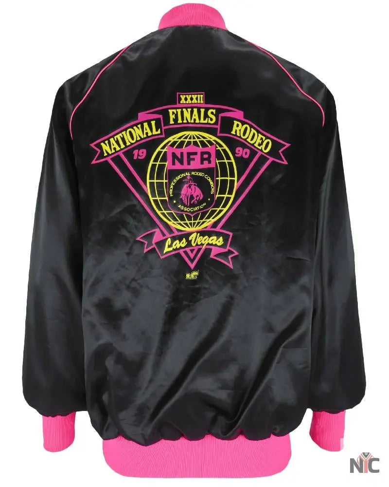 National Finals Rodeo 1990 Black Satin Jacket NYC Jackets