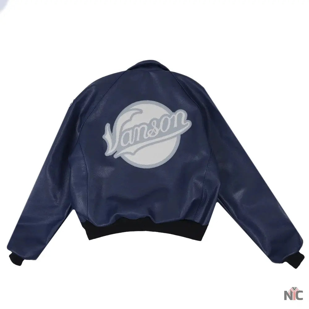 Navy Blue Bronx Vanson Leather Jacket NYC Jackets