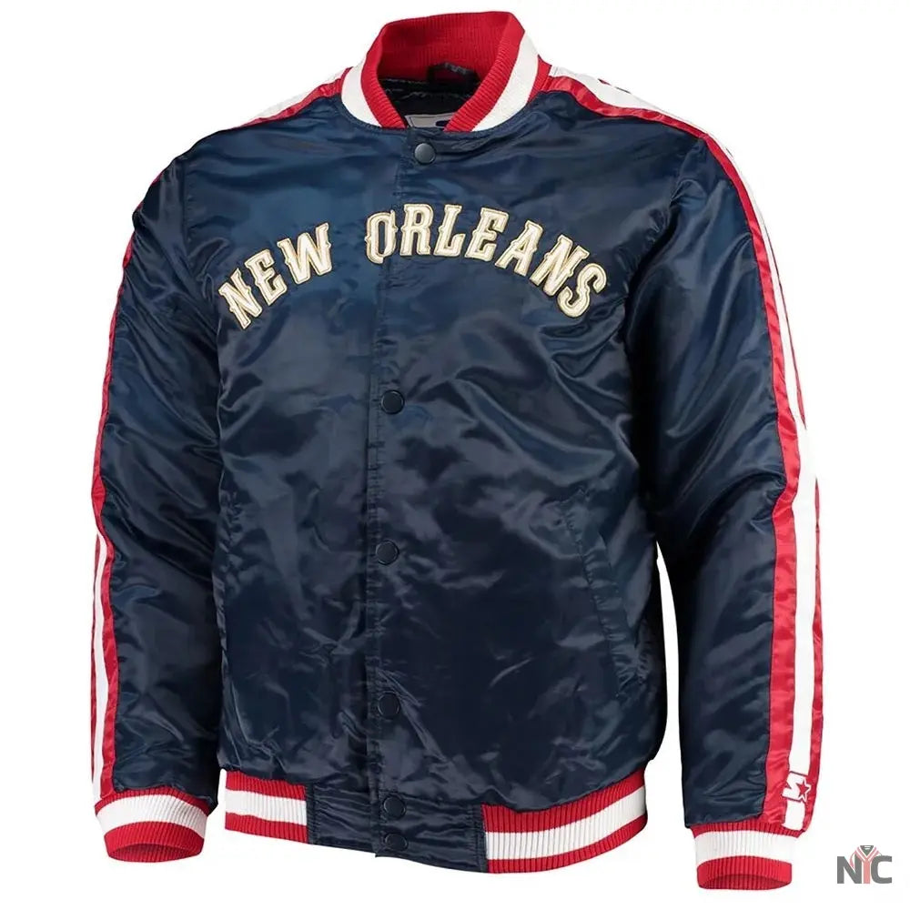 Navy The Offensive New Orleans Pelicans Satin Jacket NYC Jackets