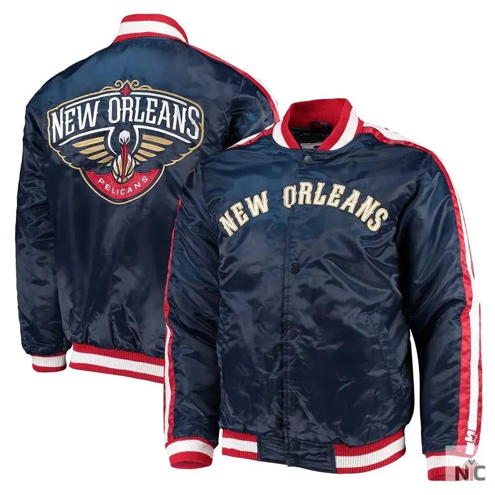 Navy The Offensive New Orleans Pelicans Satin Jacket NYC Jackets