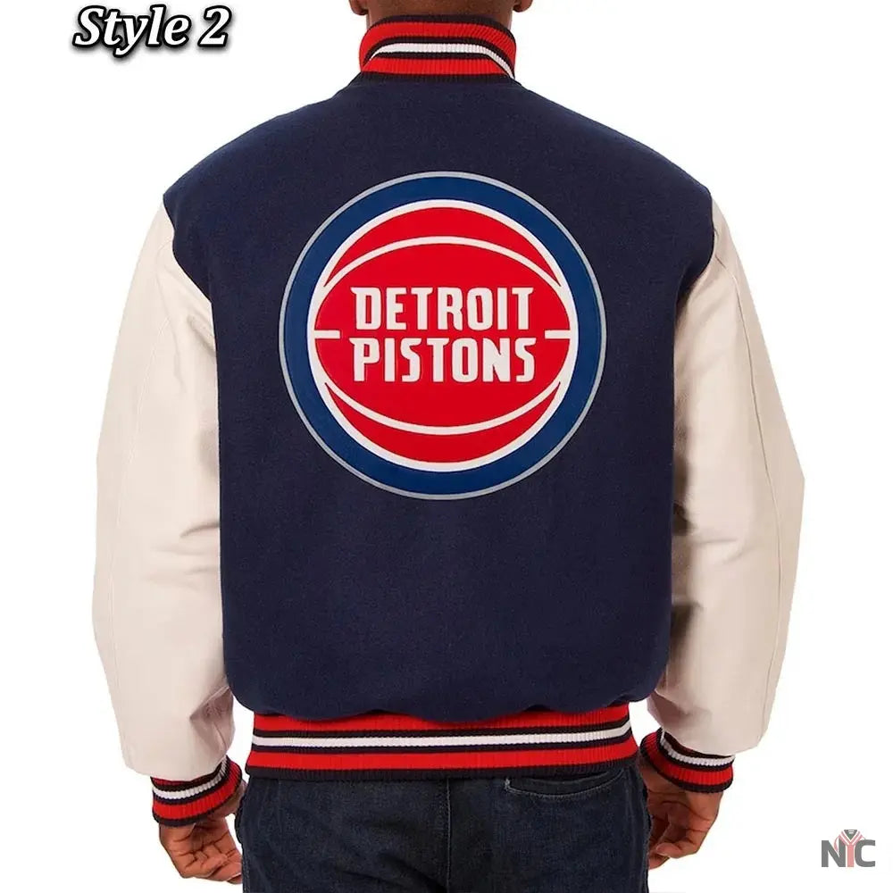 Navy White Detroit Pistons Varsity Jacket NYC Jackets