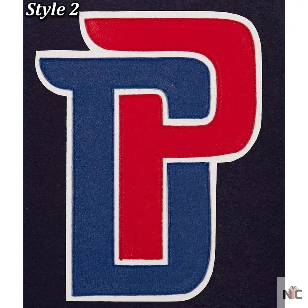 Navy White Detroit Pistons Varsity Jacket NYC Jackets