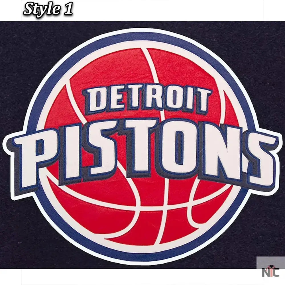 Navy White Detroit Pistons Varsity Jacket NYC Jackets