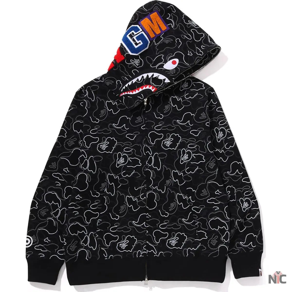 Neon Camo Shark Full Zip Hoodie Mens NYC Jackets