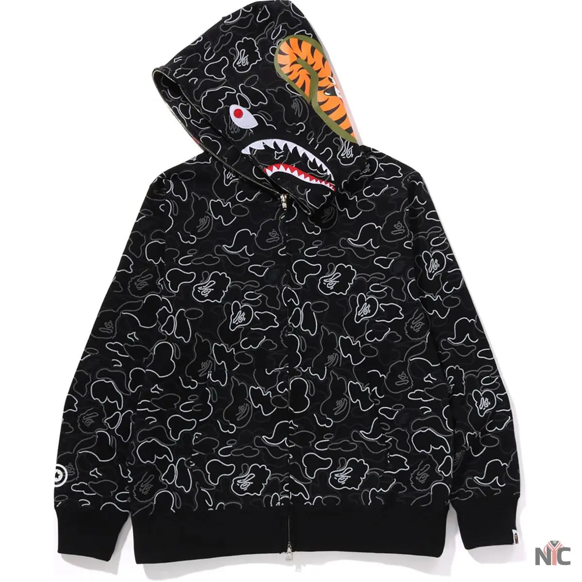 Neon Camo Shark Full Zip Hoodie Mens NYC Jackets