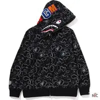 Neon Camo Shark Full Zip Hoodie Mens NYC Jackets