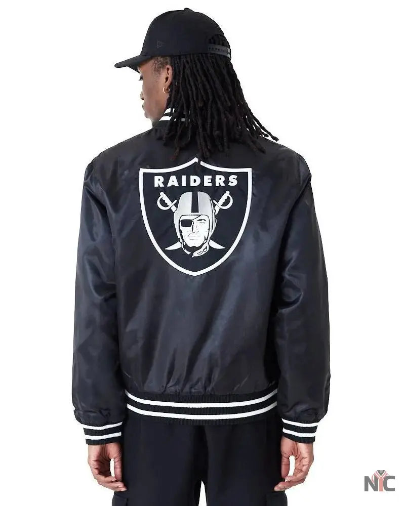 New Era NFL Satin Las Vegas Raiders Bomber Jacket NYC Jackets