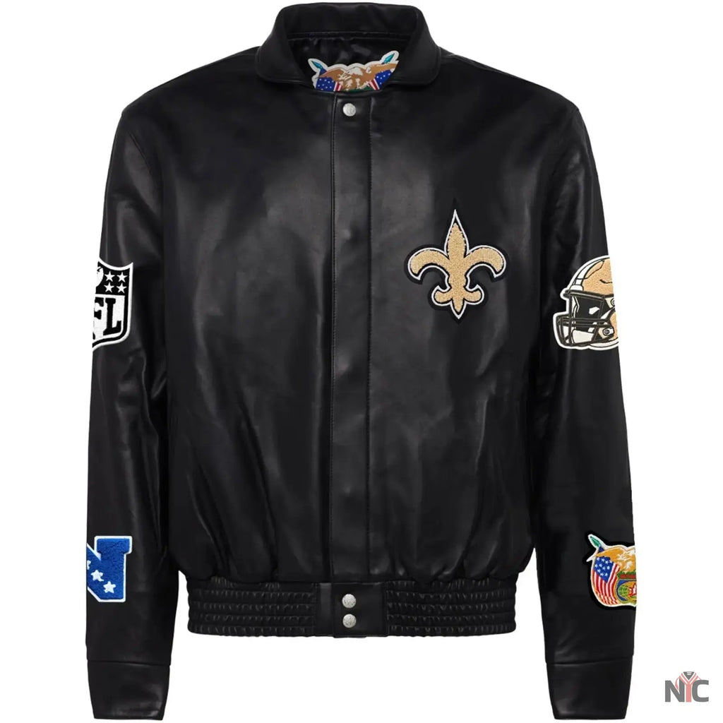 New Orleans Saints Jeff Hamilton Leather Varsity Jacket NYC Jackets