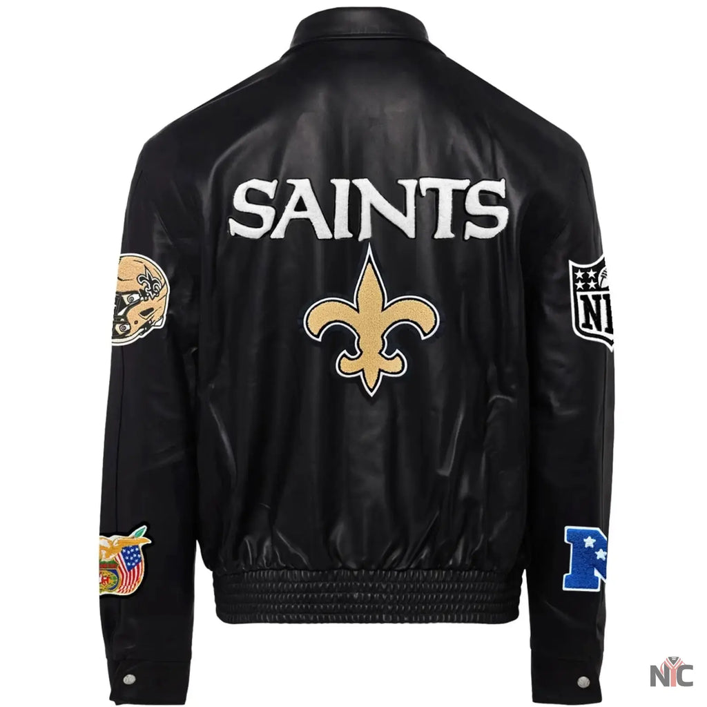 New Orleans Saints Jeff Hamilton Leather Varsity Jacket NYC Jackets