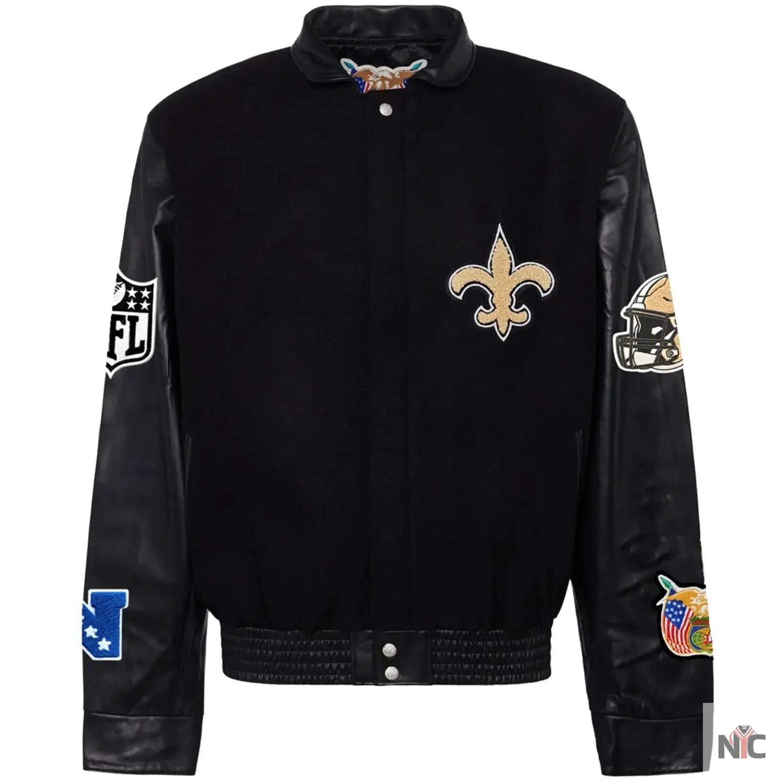 New Orleans Saints Jeff Hamilton Wool and Leather Jacket NYC Jackets