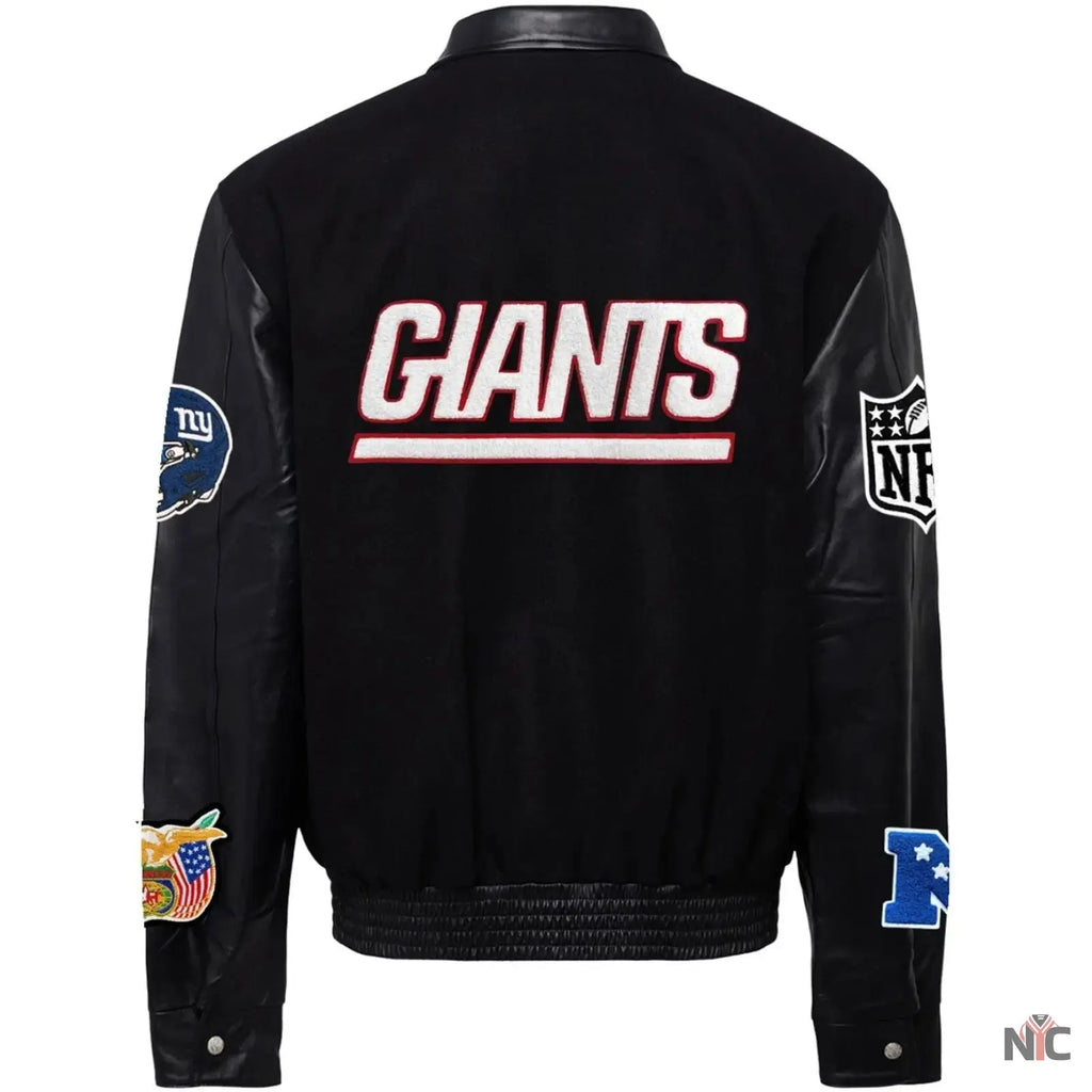 New York Giants Jeff Hamilton Wool and Leather Jacket NYC Jackets