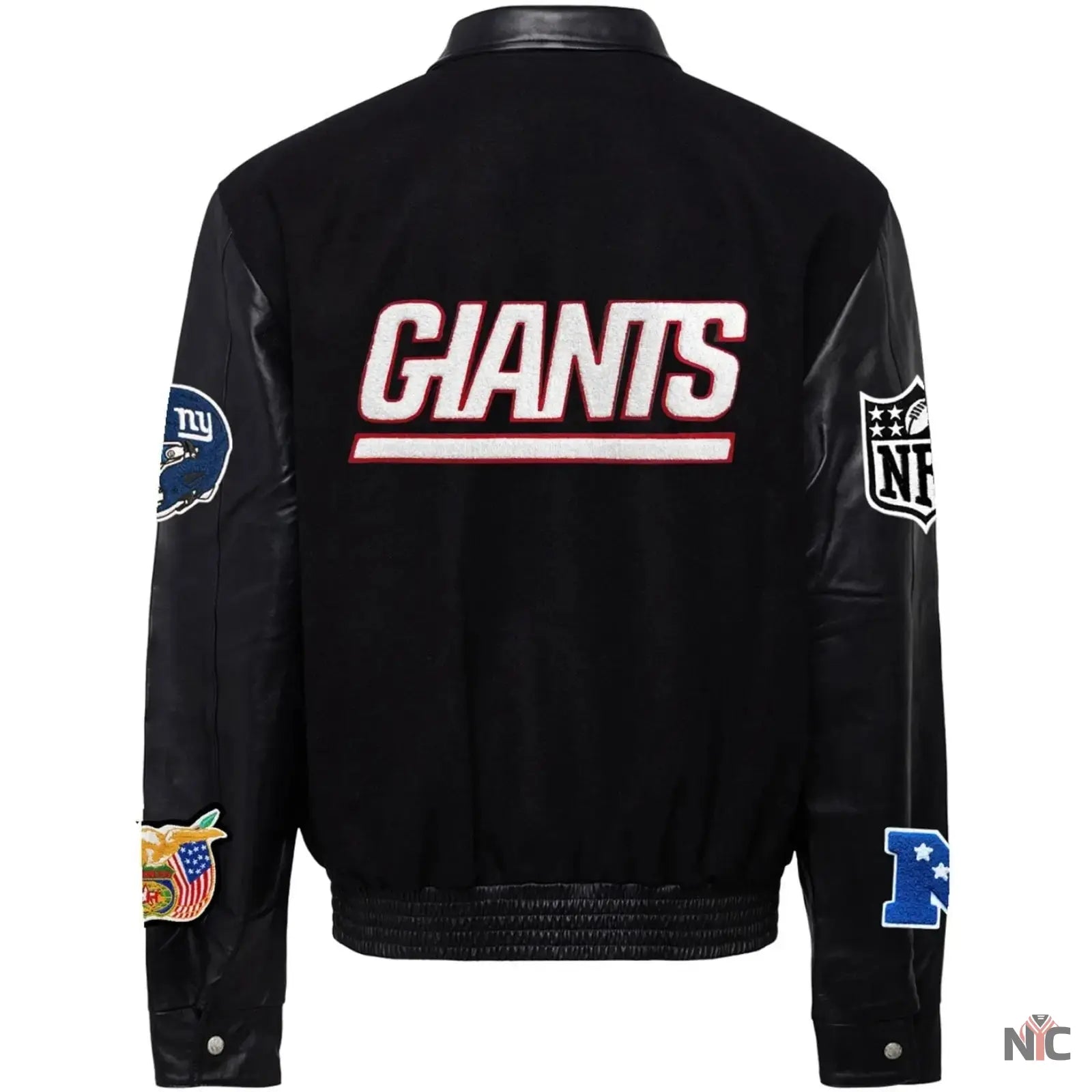 New York Giants Jeff Hamilton Wool and Leather Jacket NYC Jackets