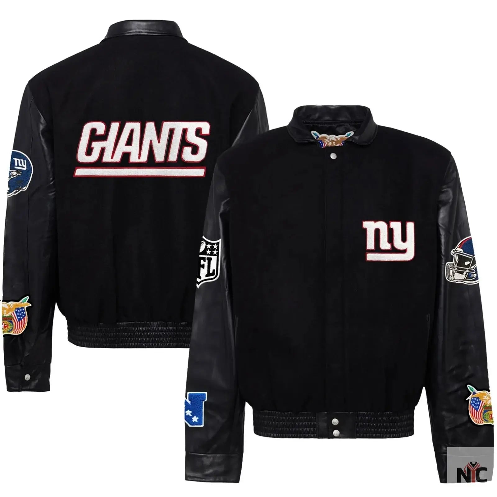 New York Giants Jeff Hamilton Wool and Leather Jacket NYC Jackets
