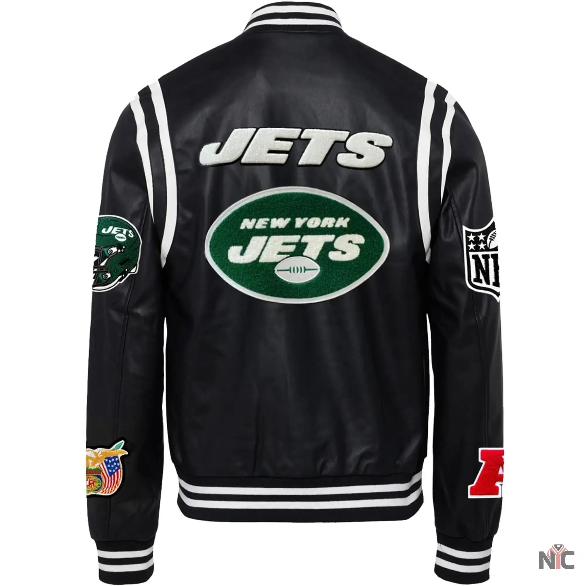 New York Jets Jeff Hamilton Leather Varsity Jacket NYC Jackets