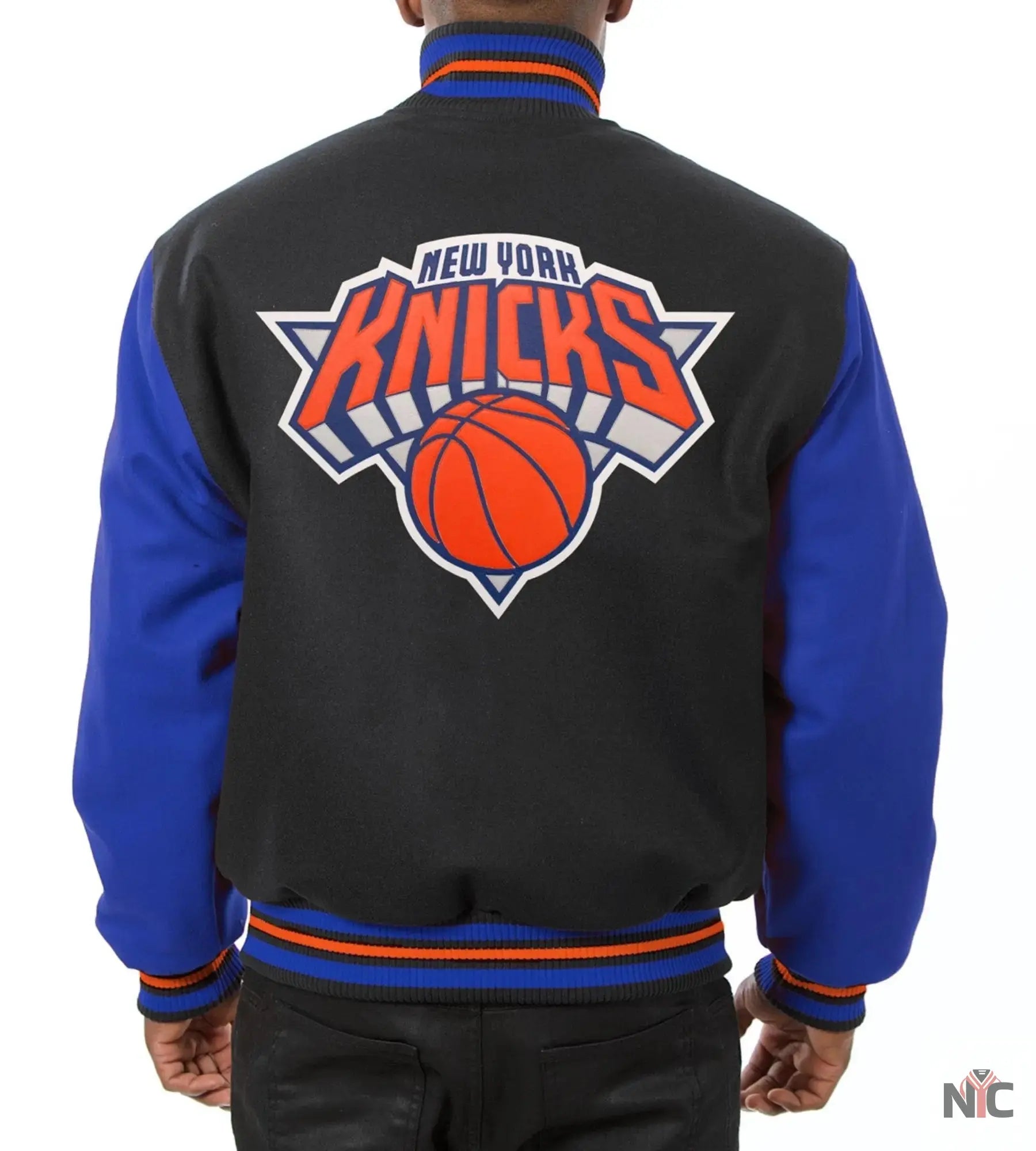 New York Knicks Black & Blue Wool Varsity Jacket NYC Jackets
