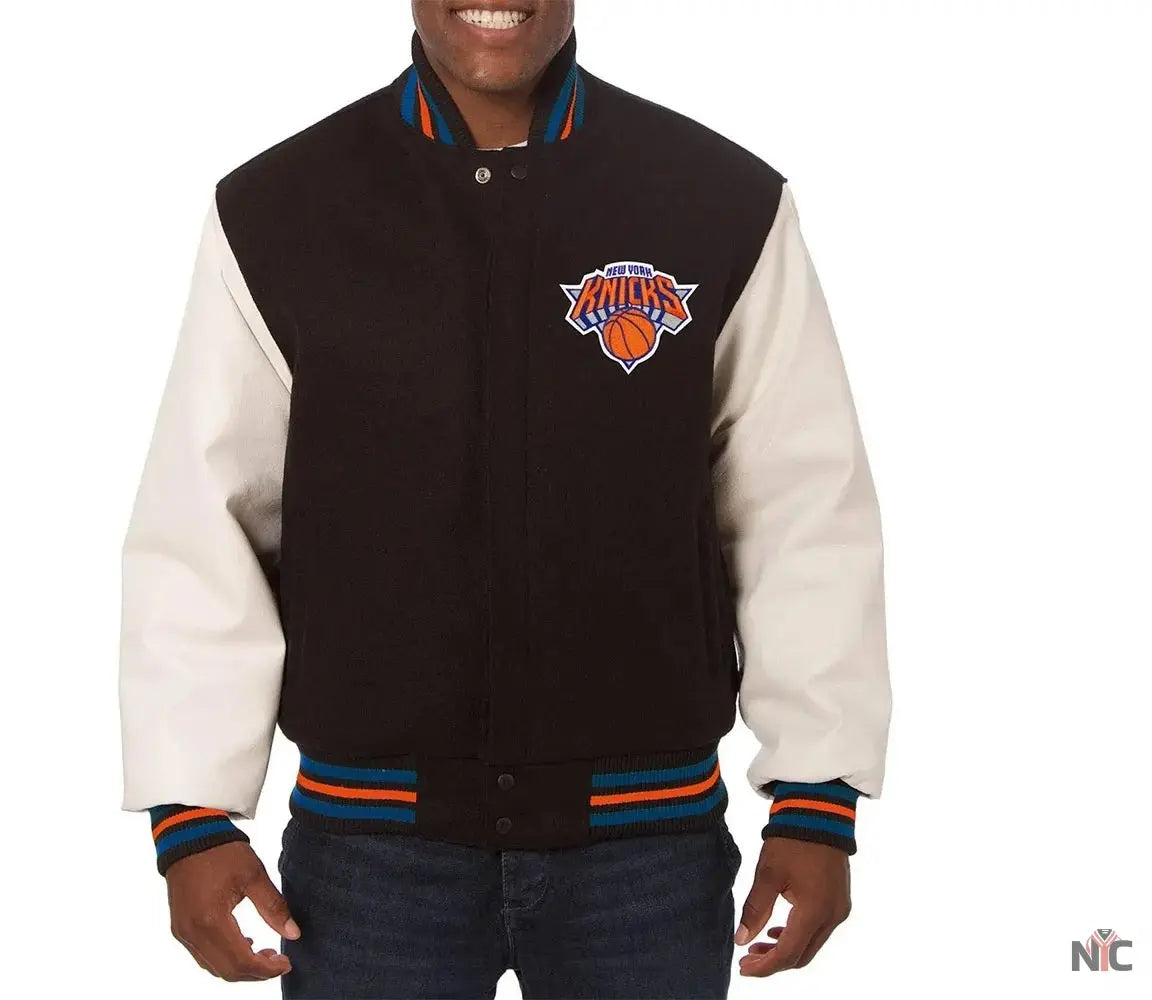 New York Knicks Black and White Varsity Jacket NYC Jackets