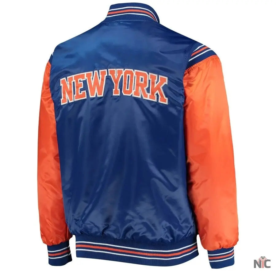New York Knicks Enforcer Full-Snap Satin Varsity Jacket NYC Jackets