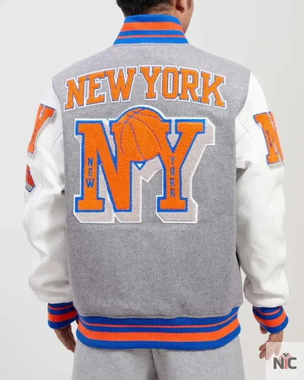 New York Knicks Mash Up Logo Varsity Jacket NYC Jackets