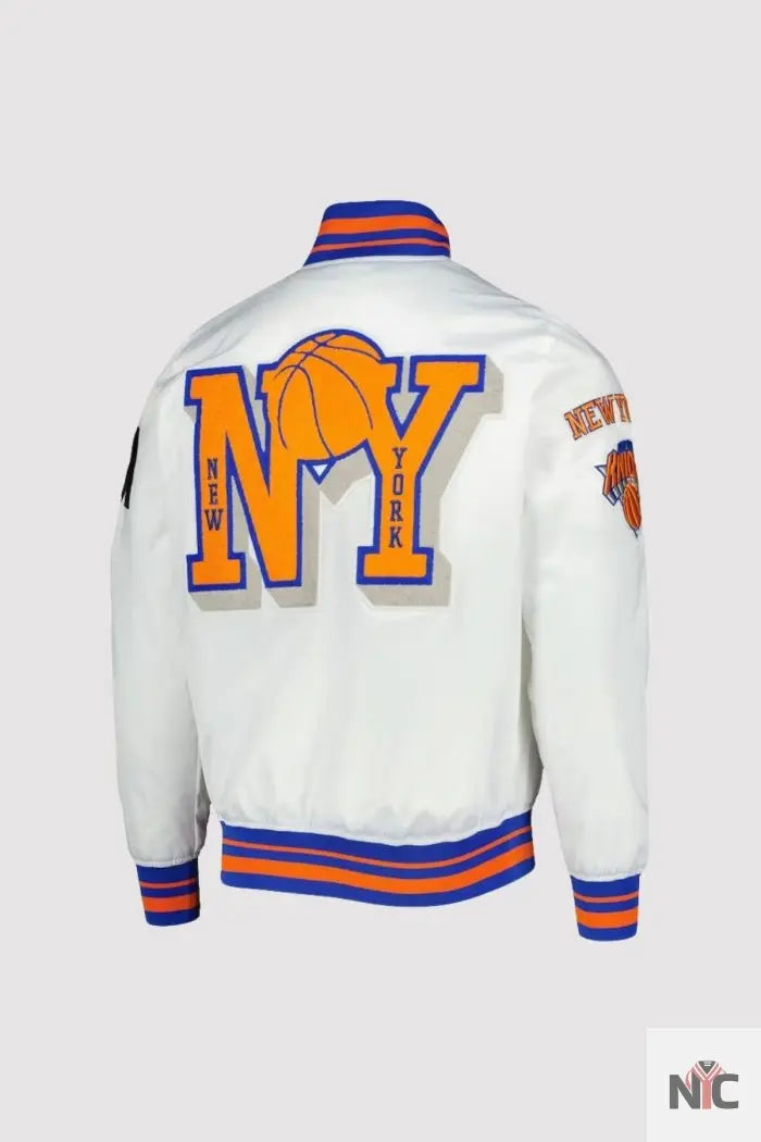 New York Knicks NBA 2X Finals Champions White Varsity Jacket NYC Jackets
