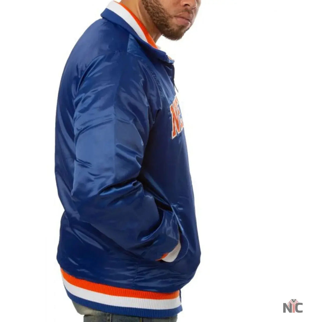 New York Knicks Starter Bomber Blue Satin Jacket NYC Jackets