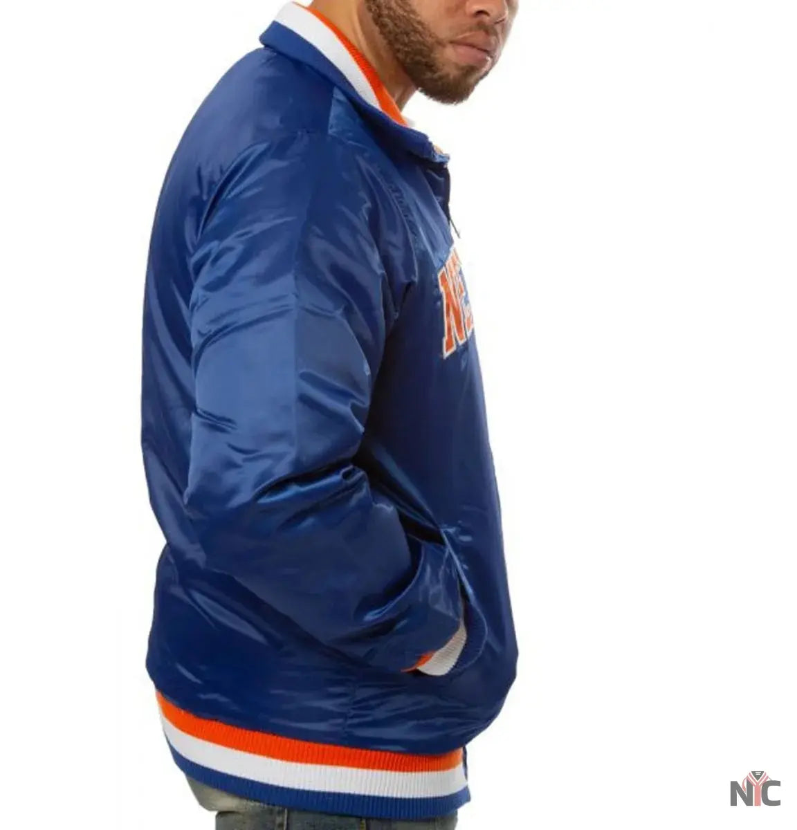 New York Knicks Starter Bomber Blue Satin Jacket NYC Jackets