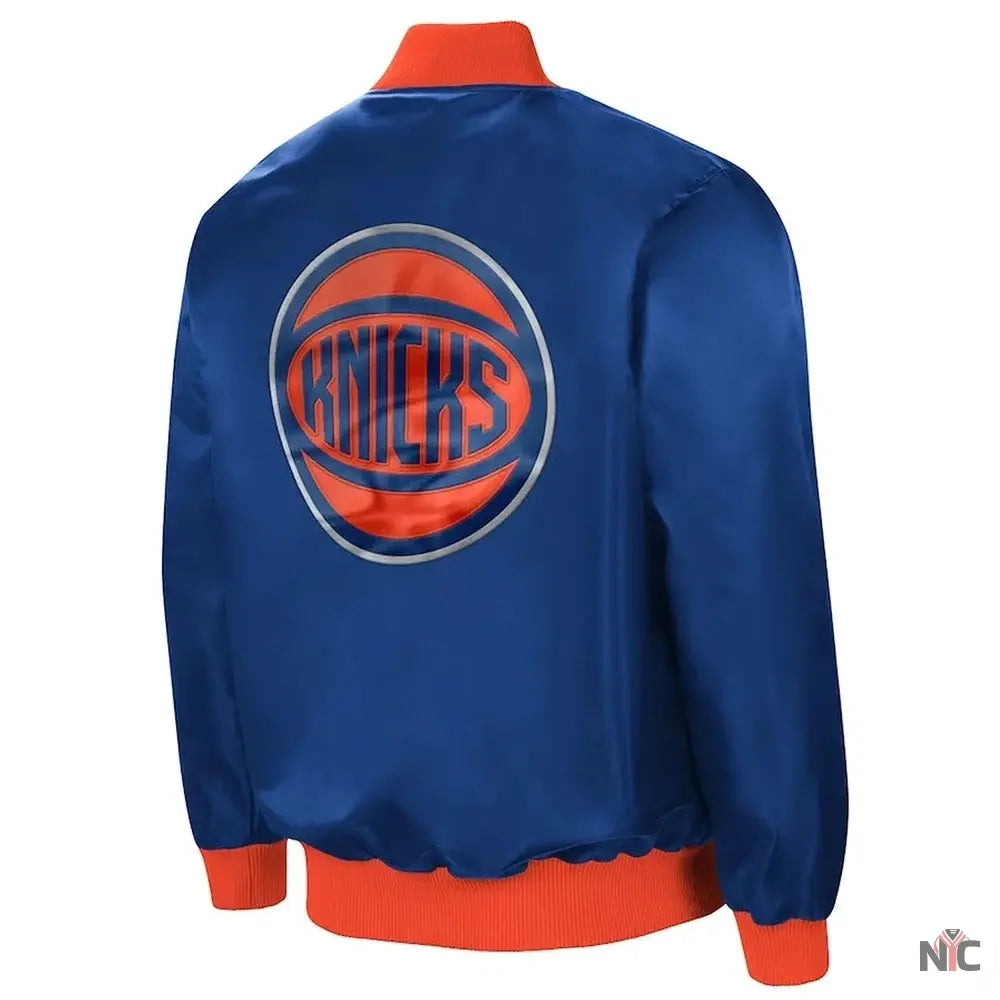 New York Knicks The Ambassador Satin Blue Varsity Jacket NYC Jackets